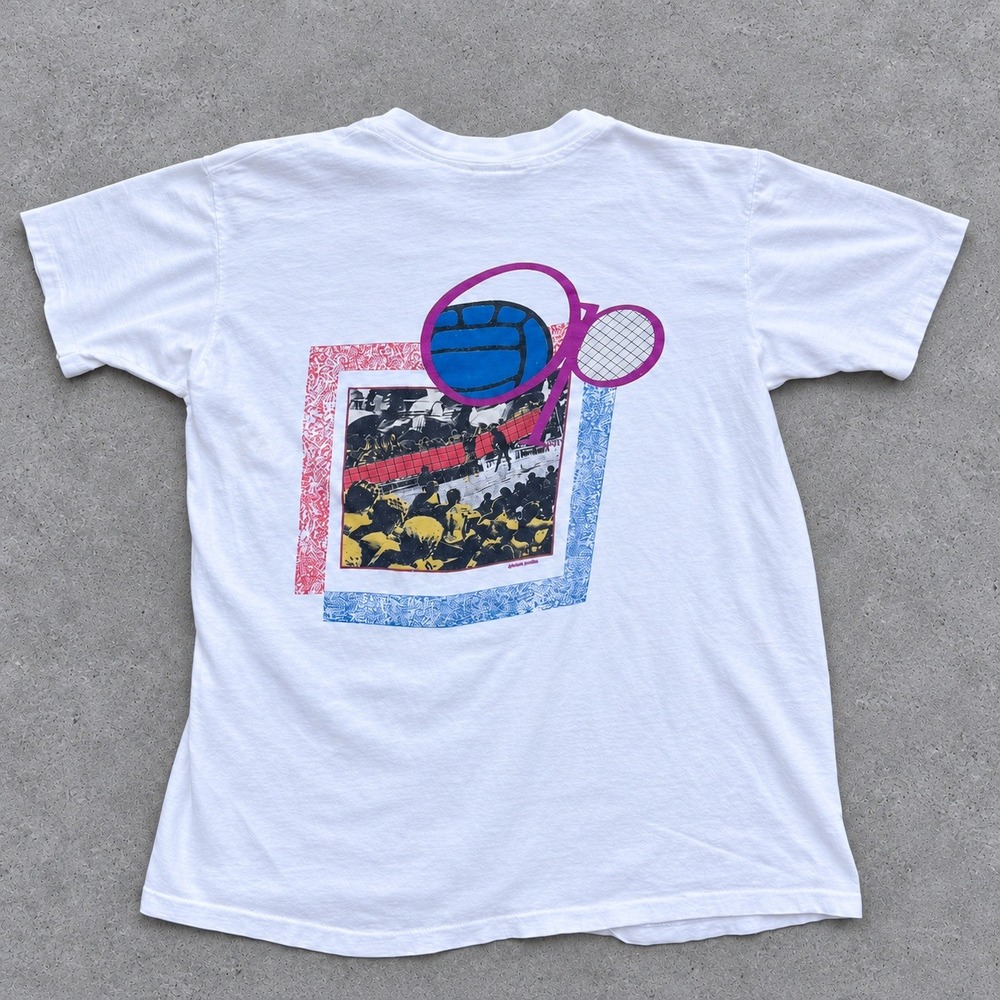 Vintage 90s Ocean Pacific OP Volleyball Graphic T-Shirt White Large USA Made